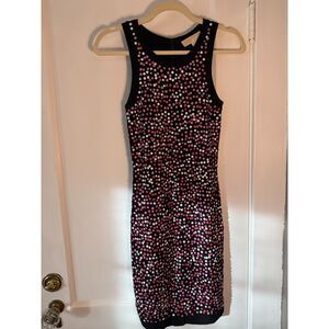 Michael Kors Pink Floral Sequin Black Dress